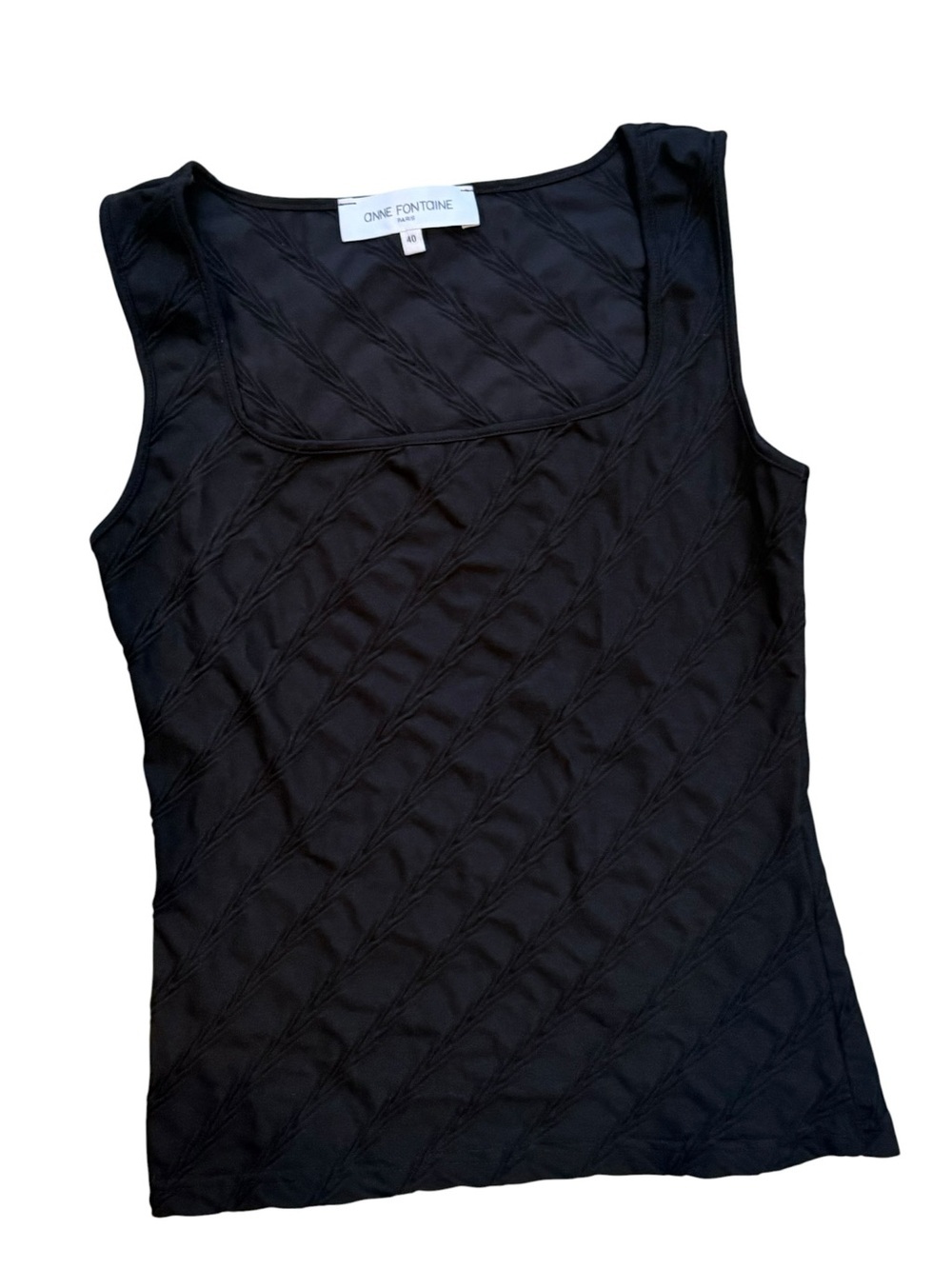 Anne Fontaine Emarose Black Textured Sleeveless Top Camisole Size 40 US M EUC